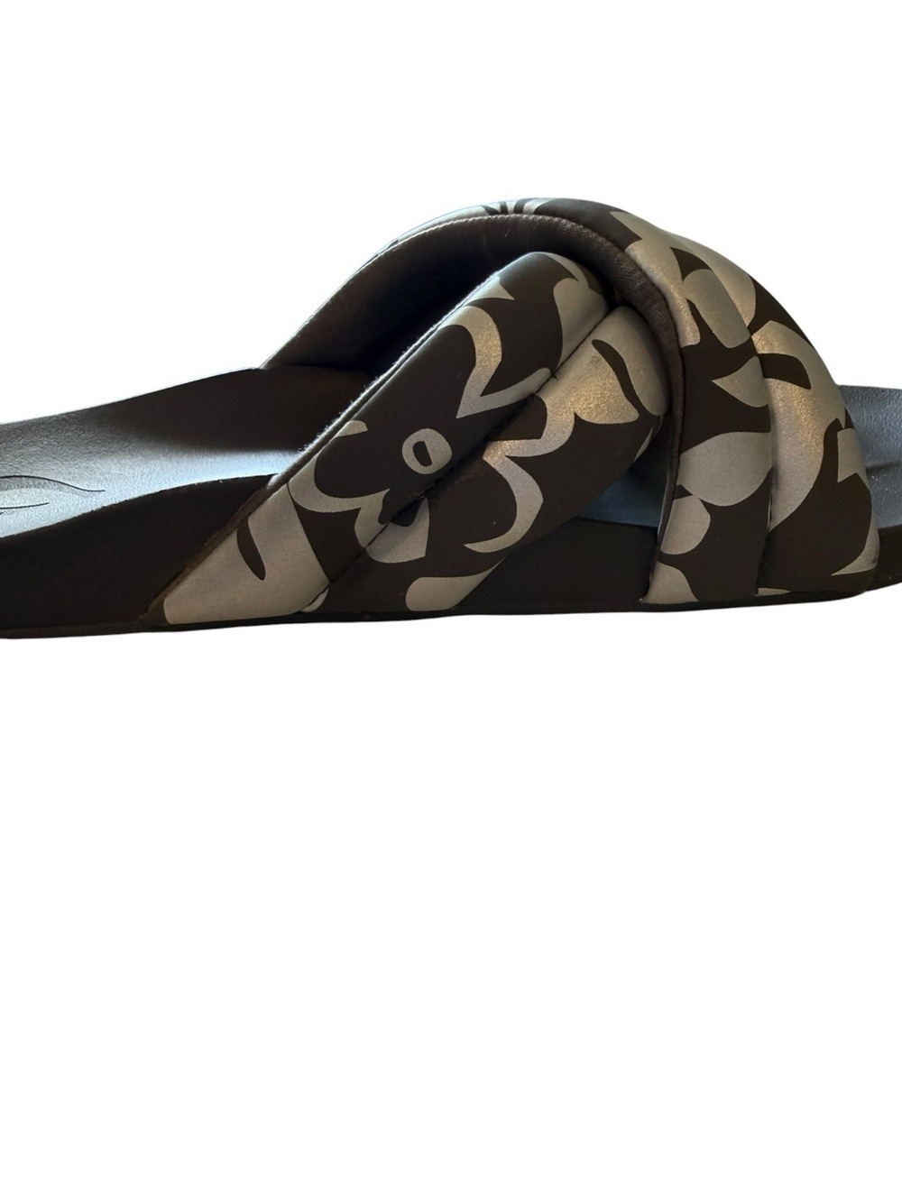 Olukai Paniolo Slide Sandals Brown Beige Floral Strap Women’s Size 8 - Picture 3 of 8